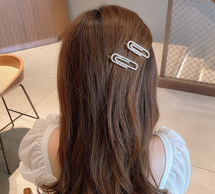 Chic Korean Style Geometric Metal, Acrylic & Pearl Hairpin – Stylish Woven Design