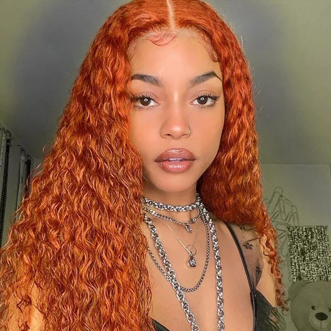 Front Lace Small Curly Orange Hair Wig | 26"-14" | High-Temperature Fiber | Half Hand-Woven | Perfect for Any Skin Tone
