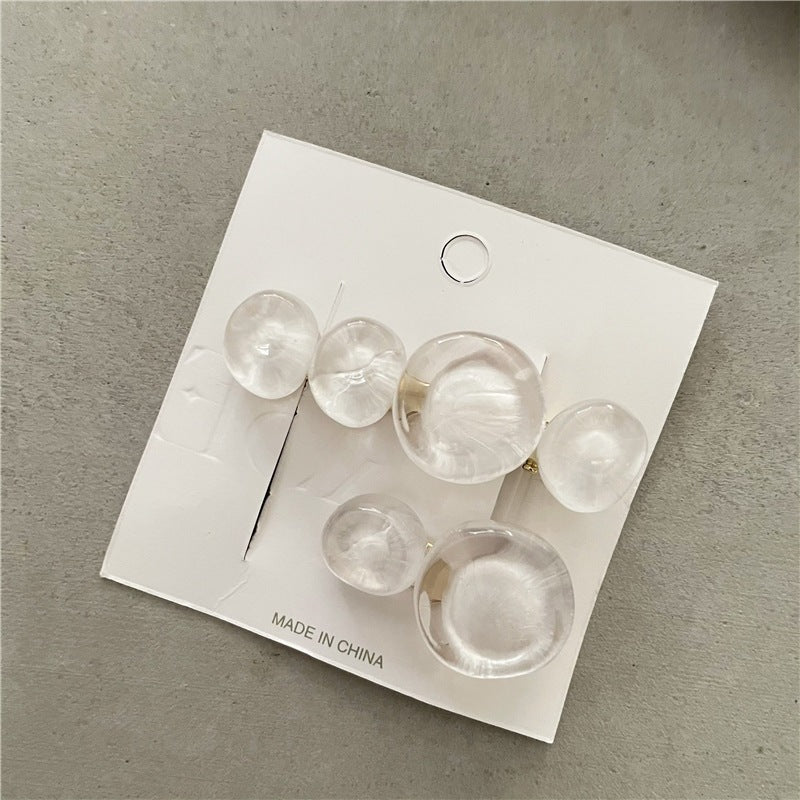 Elegant Planet-Inspired Artificial Crystal Hair Clips – Set of 2 in Sea Blue, Pink, Gray, White & Orange