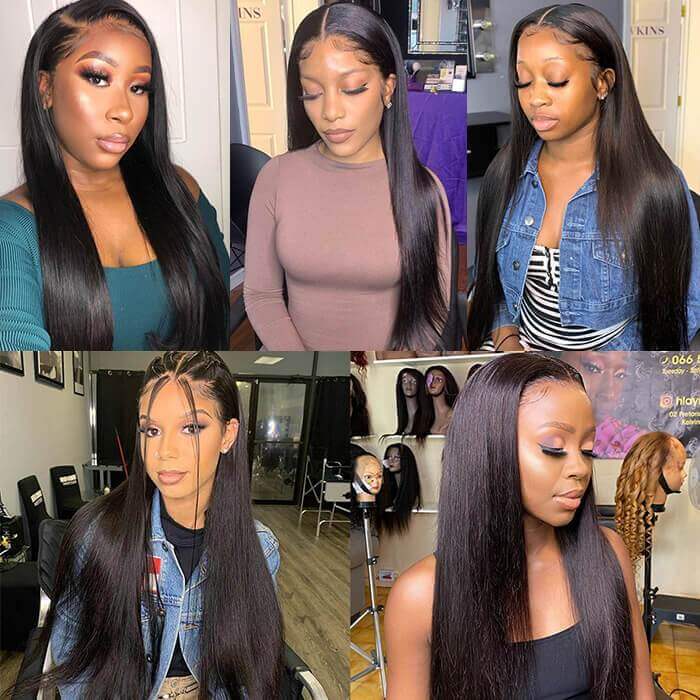Hair 9A/10A12A Straight Silky Straight Full 3 Human Hair Bundles With with 6x6 HD Closure