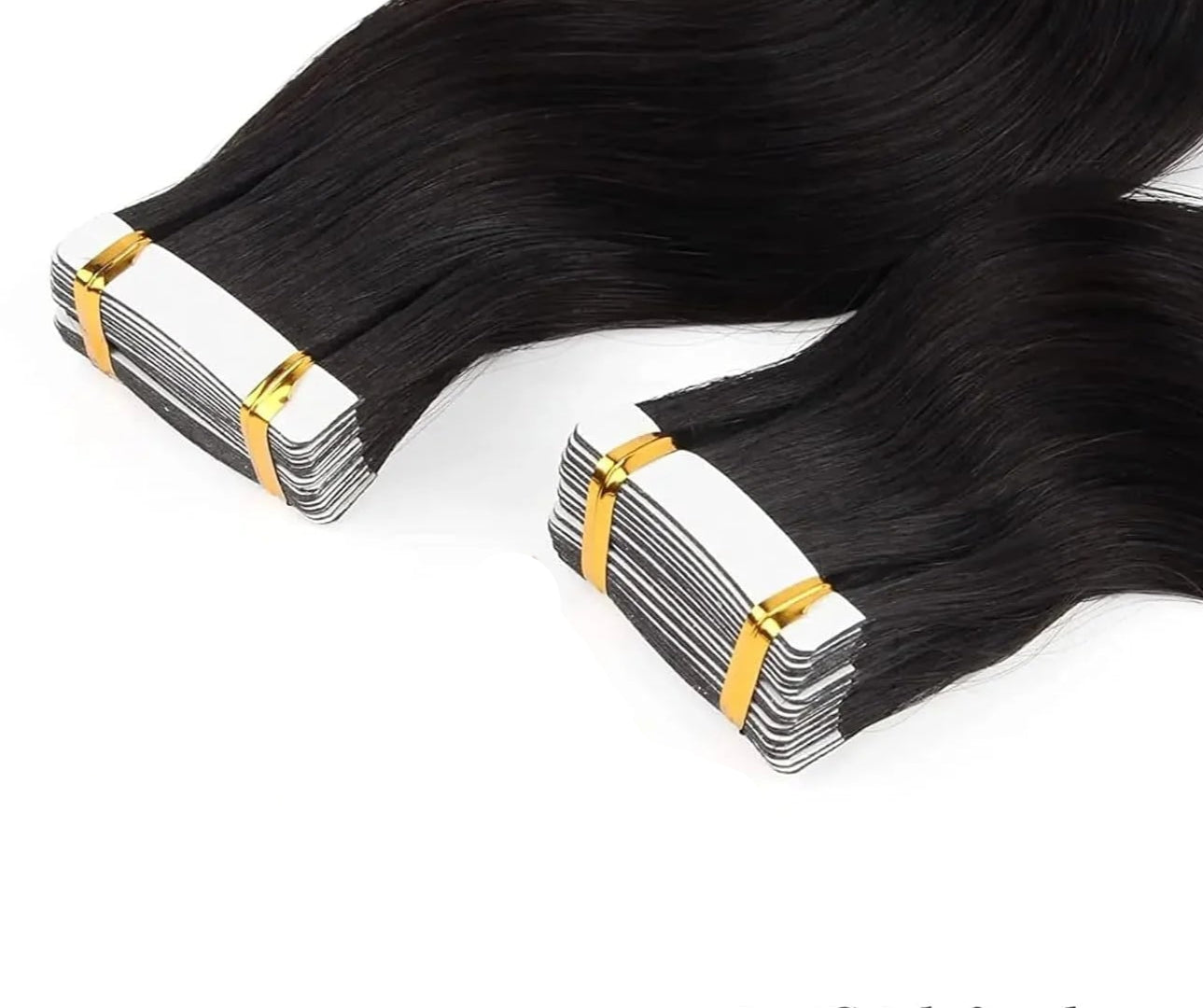 Natural Black Body Wave Tape-In Hair Extensions - 100% Human Hair (12"-24") | Invisible, Reusable & Long-Lasting