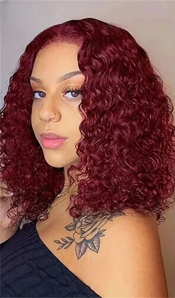 Short Deep Wave Lace Front Wig – Transparent Swiss Lace, 4-16 inches