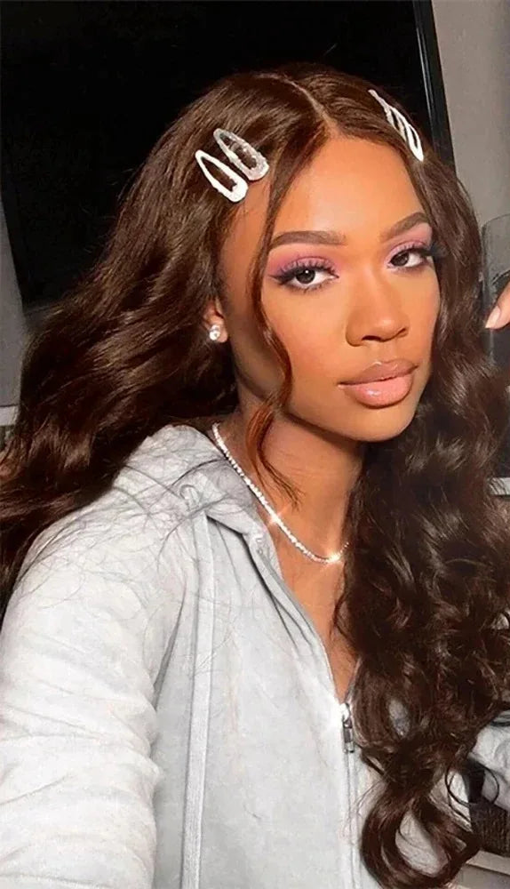 26+ Inch Body Wave Human Hair Lace Front Wig – French Lace, Transparent Color, Long & Luxurious