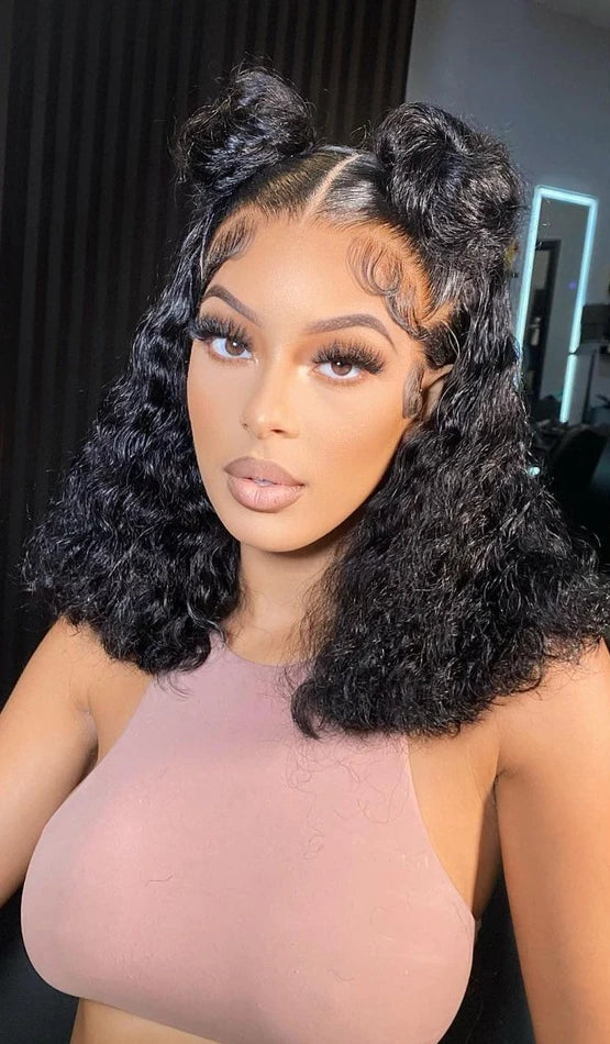 Short Deep Wave Lace Front Wig – Hair, Transparent Swiss Lace