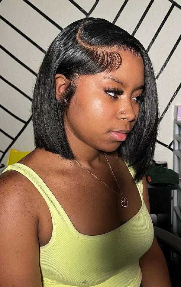 Straight Lace Front Wig – 100% Hair, Transparent French Lace, 4-16 Inch