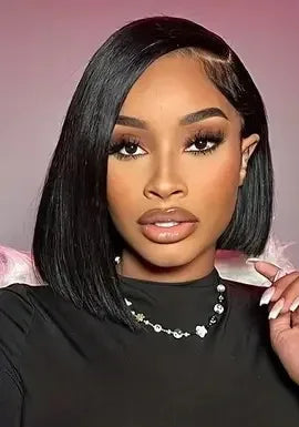 Short Straight 5x5 Lace Front Wig – Transparent Swiss Lace