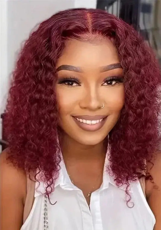 Short Deep Wave Lace Front Wig – Transparent Swiss Lace, 4-16 inches