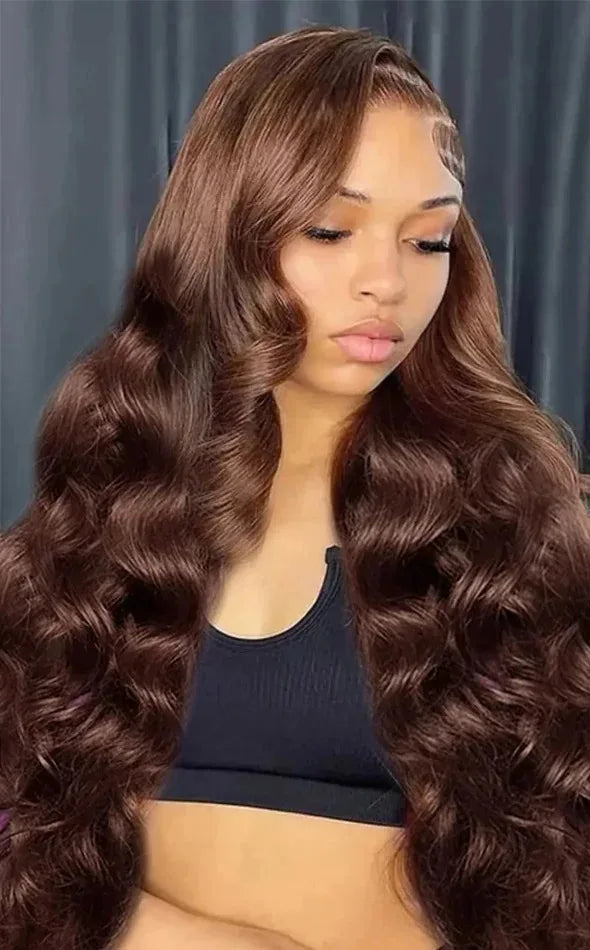 26+ Inch Body Wave Human Hair Lace Front Wig – French Lace, Transparent Color, Long & Luxurious