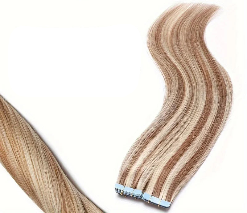 Premium Straight Tape In Hair Extensions – 100% Real Human Hair, 20Pcs/Lot, Seamless & Natural for Volume and Length
