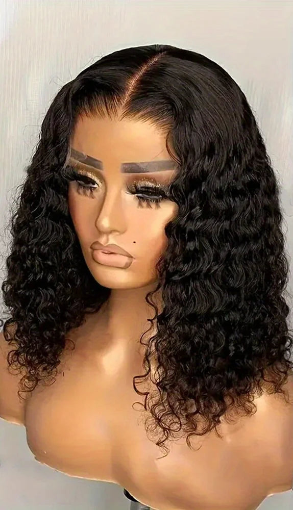 Premium Deep Wave Lace Front Wig – Short 4-16 Inches, Transparent Lace, No Chemicals