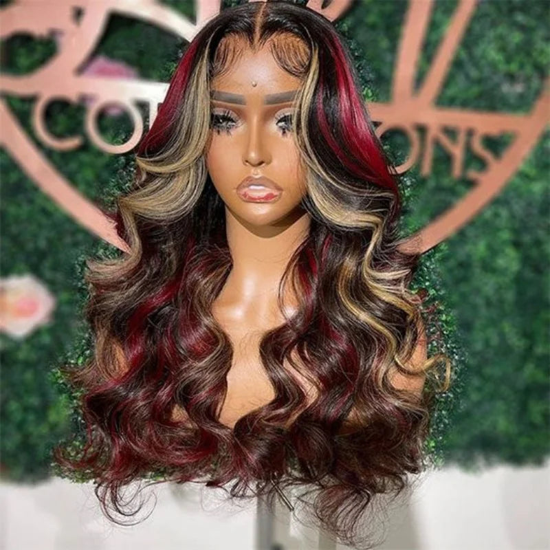 Long Wavy Synthetic Lace Wig for Black Women – Heat Resistant, Light Brown Lace, Premium Quality, Natural Black Hair Look