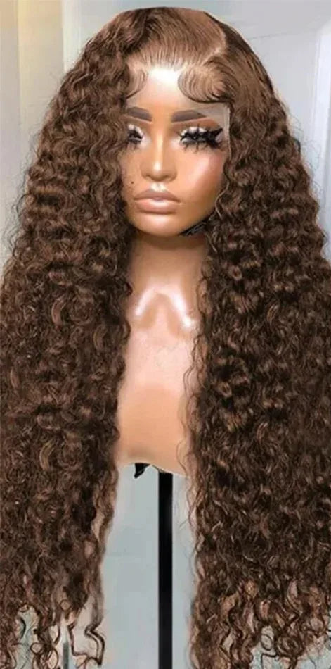 26+ Inch Curly Human Hair Lace Front Wig – Transparent French Lace, Dye-Friendly, Natural Look