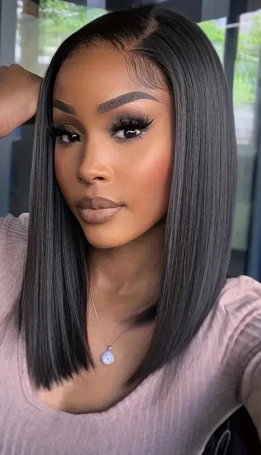 Straight Glueless 4x4 Lace Front Wig – 100% Hair, No Chemicals, Ready to Wear, 4-16 Inches