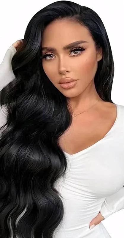 Body Wave Tape-In Human Hair Extensions - 100% Natural Black Hair (12"-24") | Invisible, Reusable, and Long-Lasting