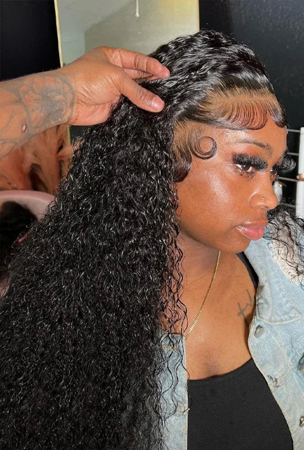 26+ Inch Deep Wave Virgin Hair Lace Front & 13x6 Lace Wig – Transparent Swiss Lace