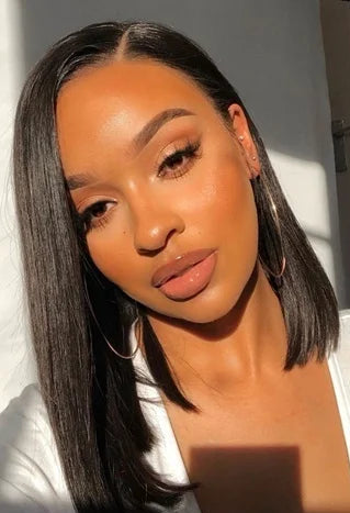 Short Straight Lace Front Wig – 100% Hair with Light Brown Swiss Lace