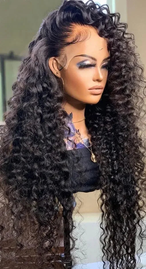 Virgin Deep Wave Lace Front Wig – 26+ Inches, 13x6 Lace, Transparent Swiss Lace, 100% Human Hair