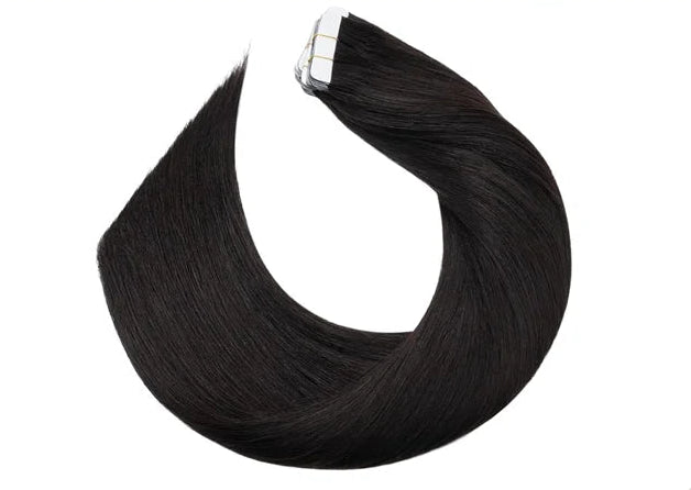 Natural Black Straight Tape-In Human Hair Extensions | 100% Real Human Hair | Reusable, Invisible & Long-Lasting