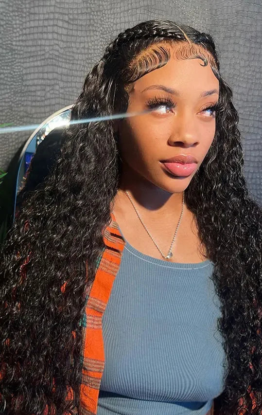 Virgin Deep Wave Lace Front Wig – 26+ Inches, 13x6 Lace, Transparent Swiss Lace, 100% Human Hair