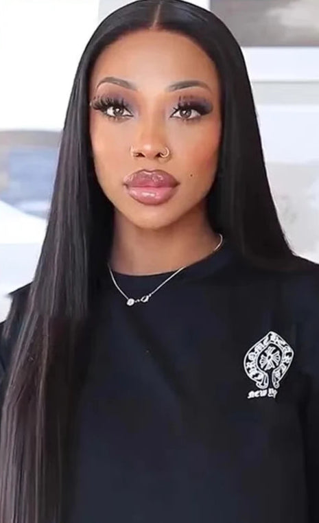 Straight Lace Front Wig – 100% Hair, Transparent French Lace, 4-16 Inch