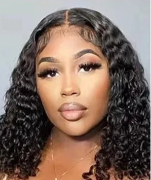 Short Deep Wave Lace Front Wig – Transparent Swiss Lace (4-16 Inches)