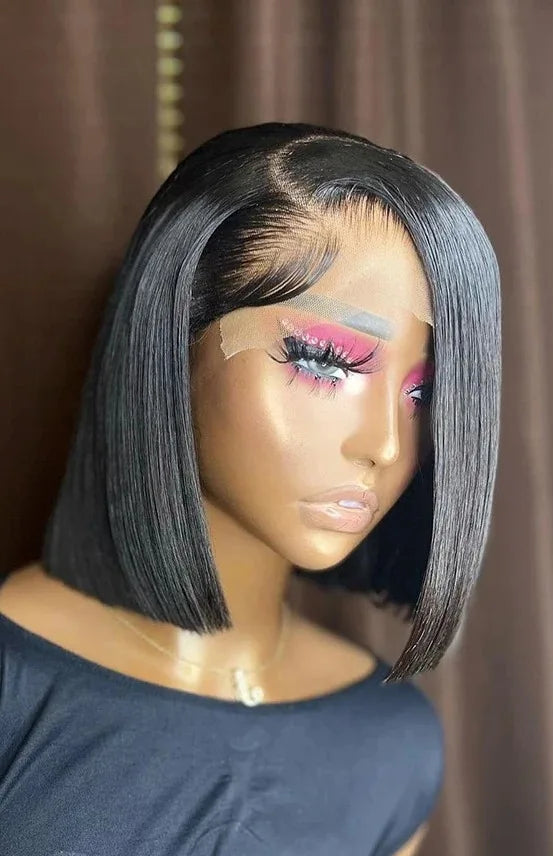 Straight Lace Front Wig – 100% Hair, Transparent French Lace, 4-16 Inch