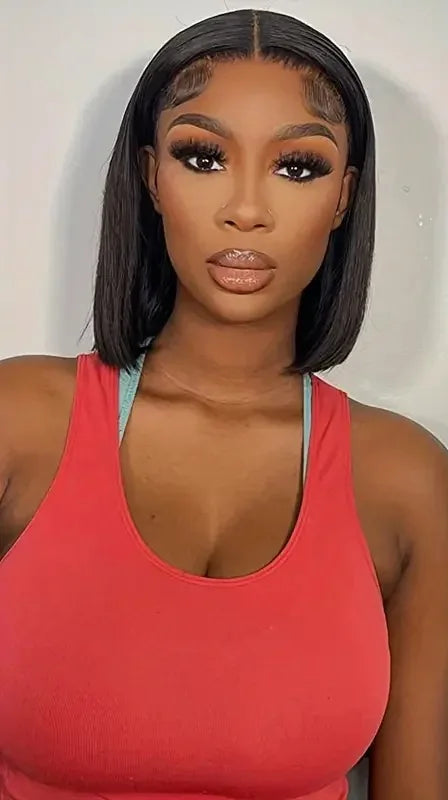 Short Straight 5x5 Lace Front Wig – Transparent Swiss Lace
