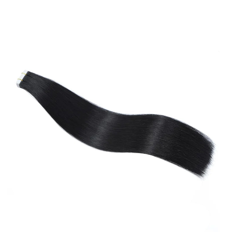 Natural Black Tape-In Human Hair Extensions | 100% Real Human Hair | Straight, Soft & Reusable