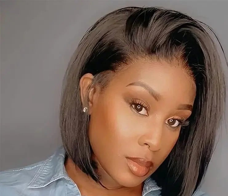 Premium Malaysian Straight Short Lace Wig – 100% Human Hair, Transparent French Lace