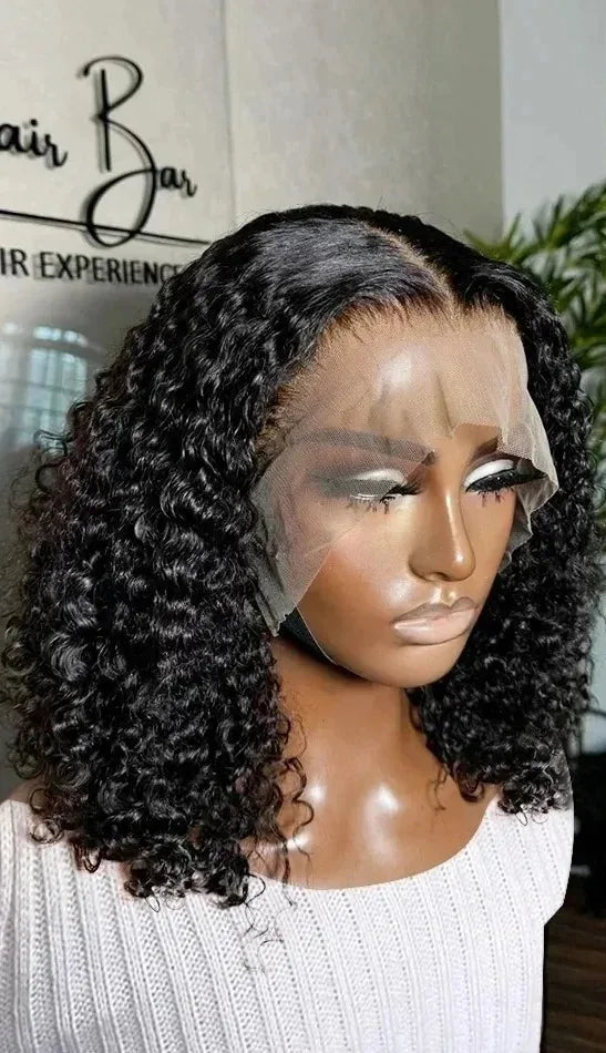 Short Deep Wave Lace Front Wig – Transparent Swiss Lace (4-16 Inches)