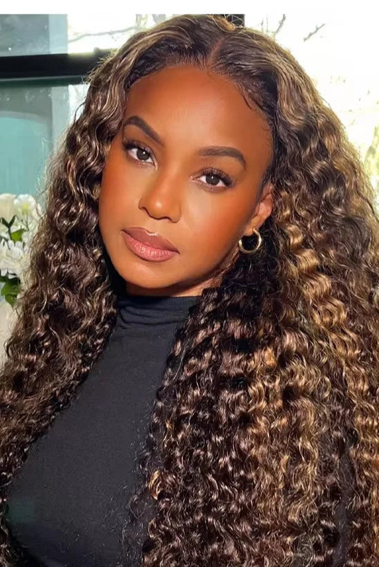 Deep Wave Lace Front Wig – Transparent Swiss Lace, Average Cap Size, Chemical-Free, Suitable for Darker Dye Colors