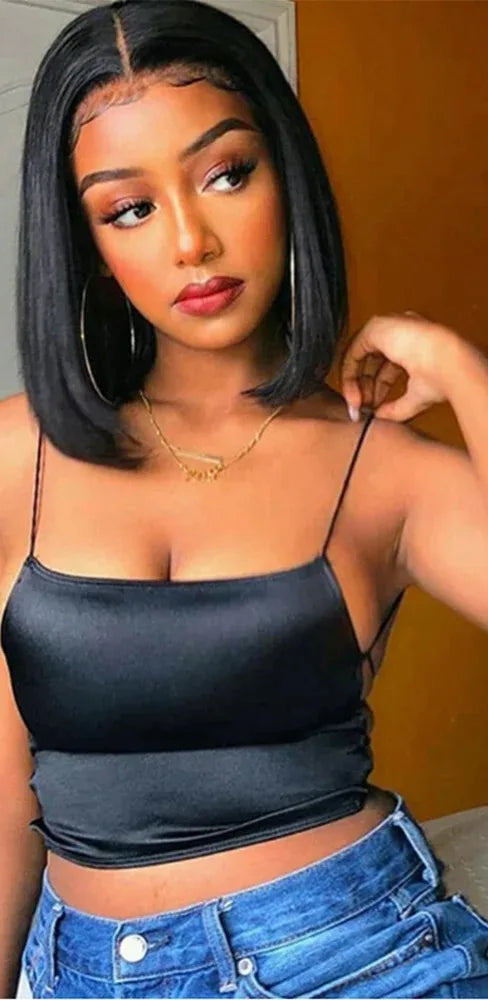 Straight Lace Front Wig – 100% Hair, Transparent French Lace, 4-16 Inch