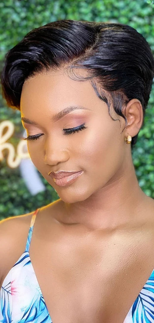 Short Straight Bob Pixie Wig – 100% Remy Human Hair, Transparent Lace, No Chemicals