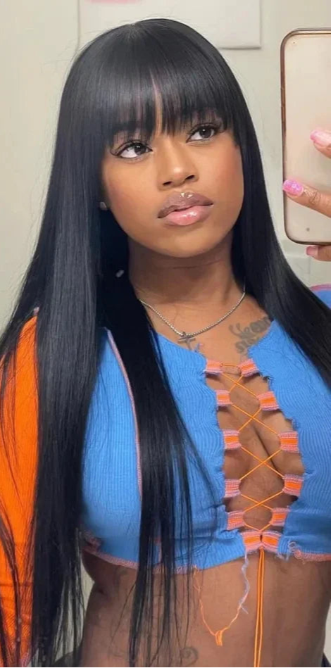 Straight Human Hair Wig – 100% Unprocessed Virgin Hair, 150%-180% Density, Natural Color 1B