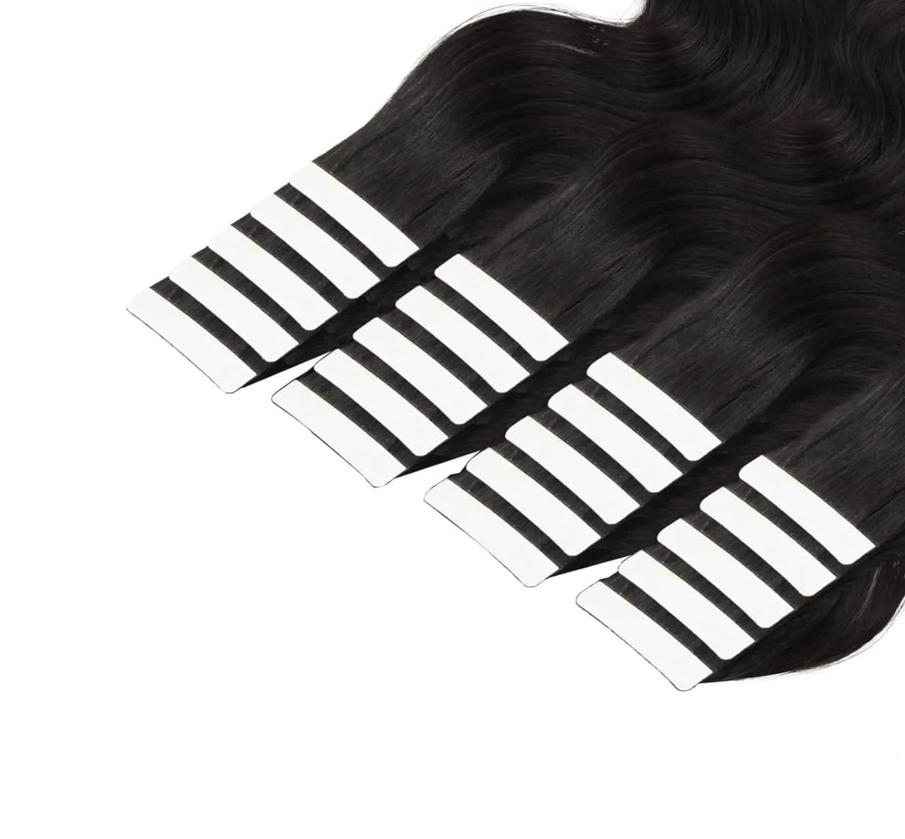 Natural Black Body Wave Tape-In Hair Extensions - 100% Human Hair (12"-24") | Invisible, Reusable & Long-Lasting