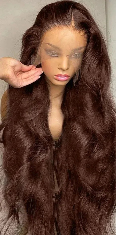 26+ Inch Body Wave Human Hair Lace Front Wig – French Lace, Transparent Color, Long & Luxurious