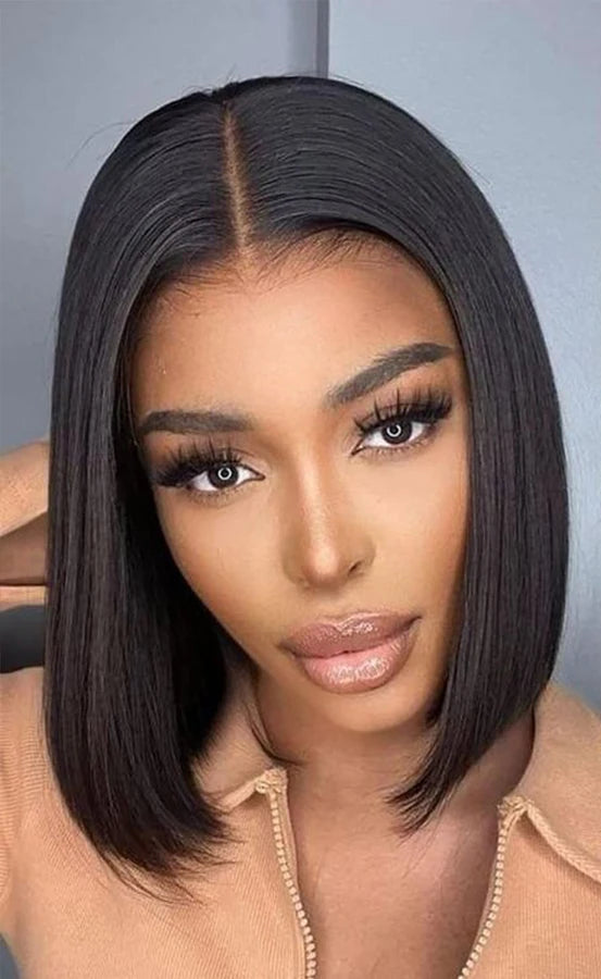Straight Glueless 4x4 Lace Front Wig – 100% Hair, No Chemicals, Ready to Wear, 4-16 Inches
