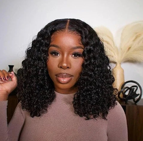 Short Deep Wave Lace Front Wig – Hair, Transparent Swiss Lace