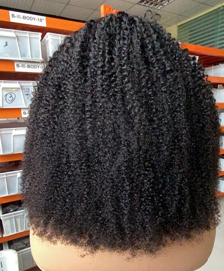 Afro Kinky Curly Human Hair Wig – 13x1x6 & T-Part Lace, 180% Density, Pre-Plucked Hairline with Baby Hair1