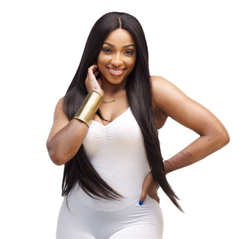 Black Mid-Section Cosplay Wig – High-Temperature Fiber, Anime-Inspired, Long Bangs