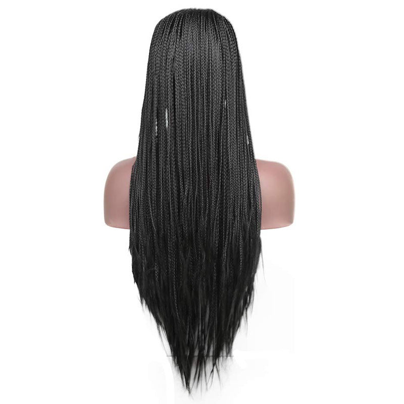 Black Synthetic Lace Front Braided Wig - Fashion Dirty Braids Style