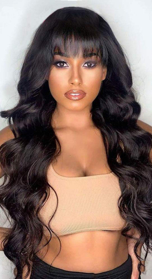 Body Wave Full Machine-Made Non-Lace Wig – 100% Human Hair, 12-30 Inches