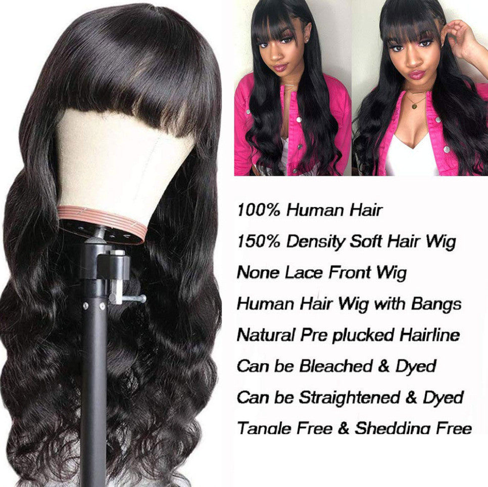 Body Wave Full Machine-Made Non-Lace Wig – 100% Human Hair, 12-30 Inches5