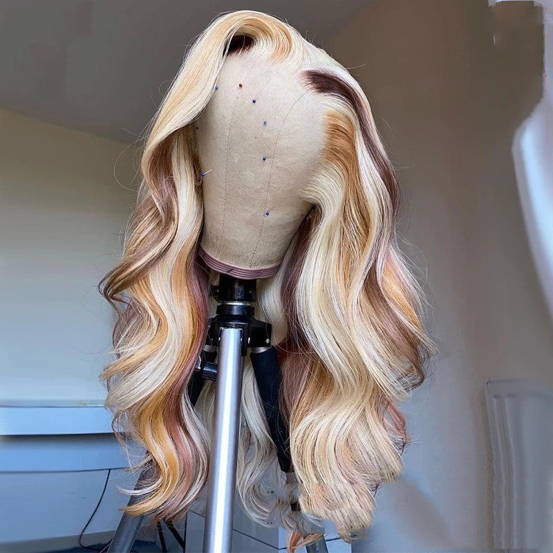 Body Wave Lace Front Wig – Blonde Highlights, 100% Human Hair, 13x4 Lace2
