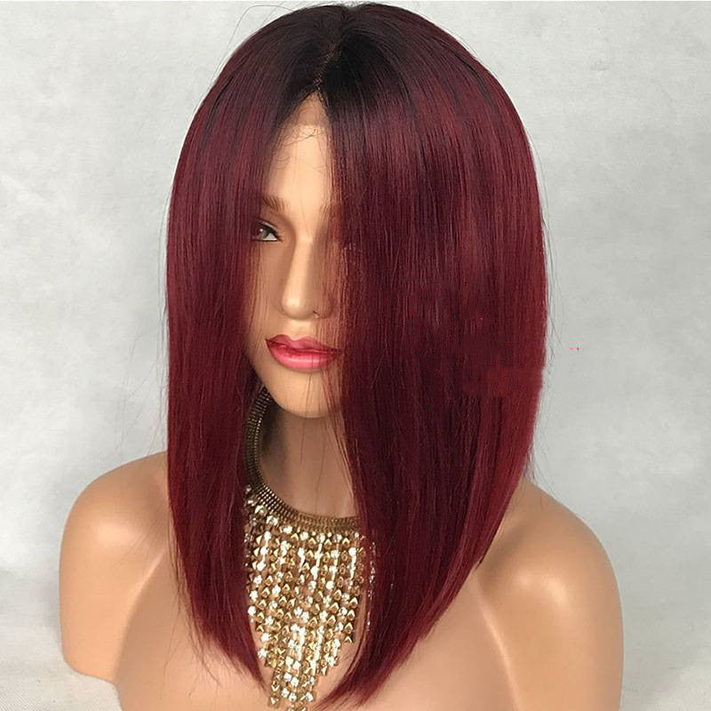 Bold Red Water Wave Peruvian Human Hair Lace Front Wig | Short, Glueless Cap1