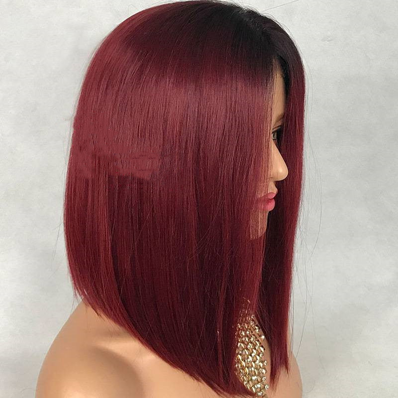 Bold Red Water Wave Peruvian Human Hair Lace Front Wig | Short, Glueless Cap2