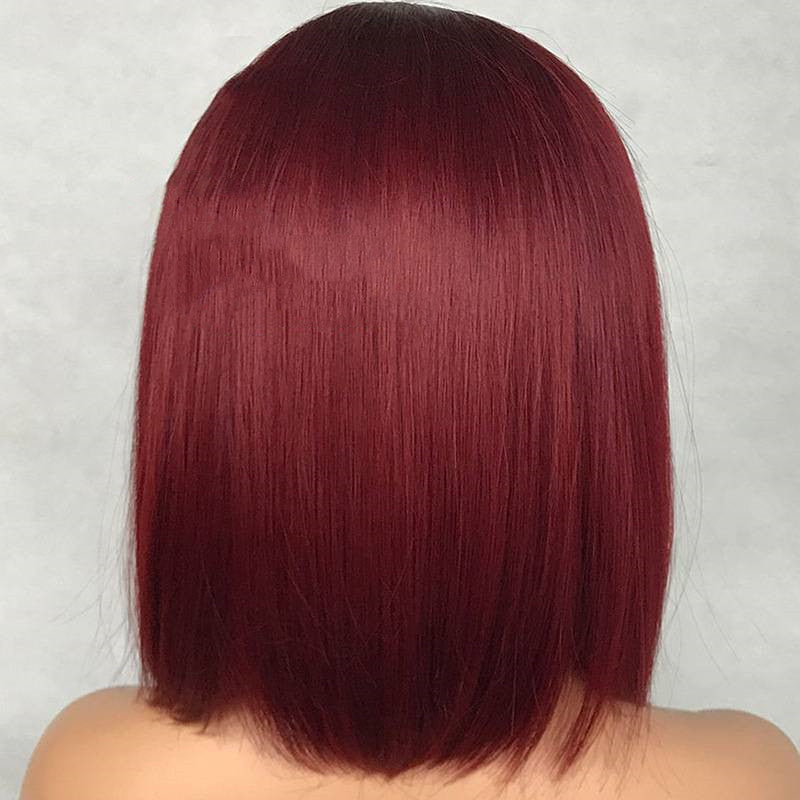 Bold Red Water Wave Peruvian Human Hair Lace Front Wig | Short, Glueless Cap4