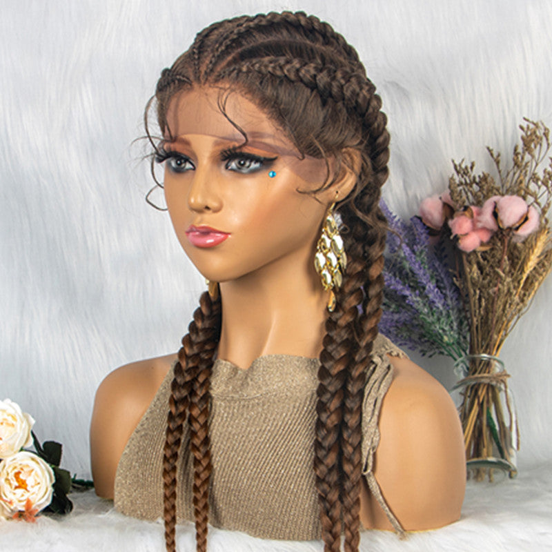 Braided Lace Front Wig with Baby Hair – 4 Braids, Hair, Natural Color Options1