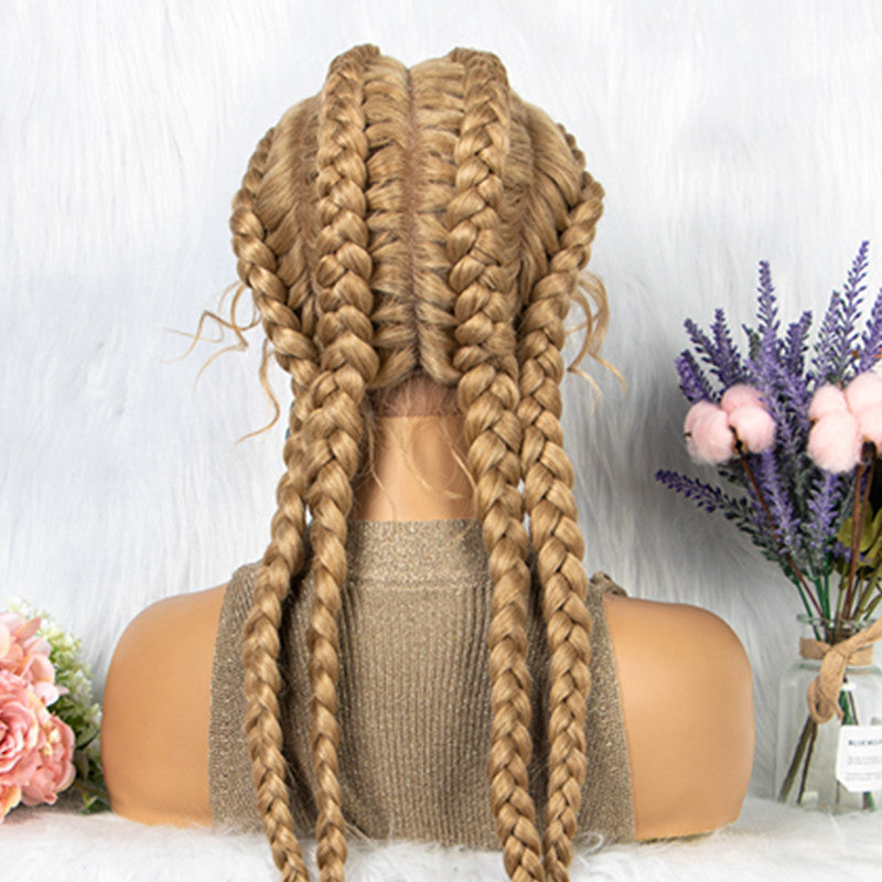 Braided Lace Front Wig with Baby Hair – 4 Braids, Hair, Natural Color Options3
