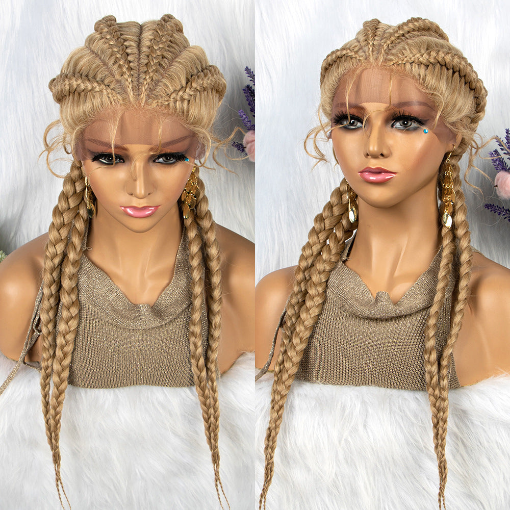 Braided Lace Front Wig with Baby Hair – 4 Braids, Hair, Natural Color Options5